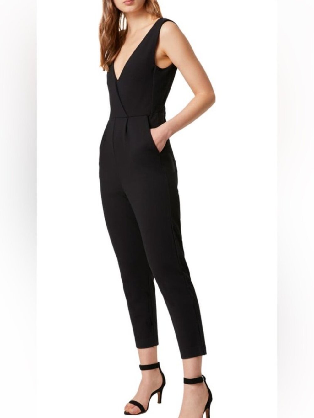French Connection Marie Surplice Jumpsuit, Black, Size 4